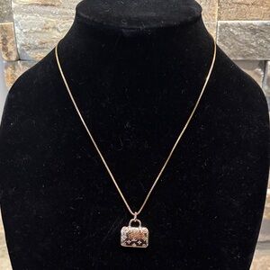 Elegant Gold LV Purse Pendant Necklace